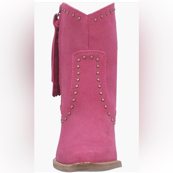 DINGO Fuchsia Pink Suede Studded Classy N Sassy Pointed Toe Western Boot NEW - Picture 2 of 13